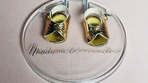 Vintage Madame Alexander Black with Gold Dots Slip On Shoes for 7-8" Doll