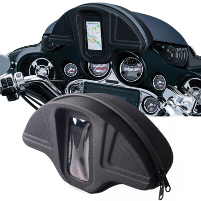 Single Pocket Smartphone Windshield Bag For Harley Electra Glide EFI FLHT Black