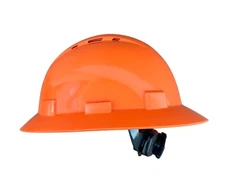 Hi Viz Orange Full Brim Hard Hat with with Fas-trac Suspension
