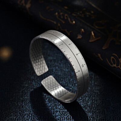 Pure 999 Sterling Silver Vintage Ruler Bracelet Bangle OPEN-CUFF Women 42.7g