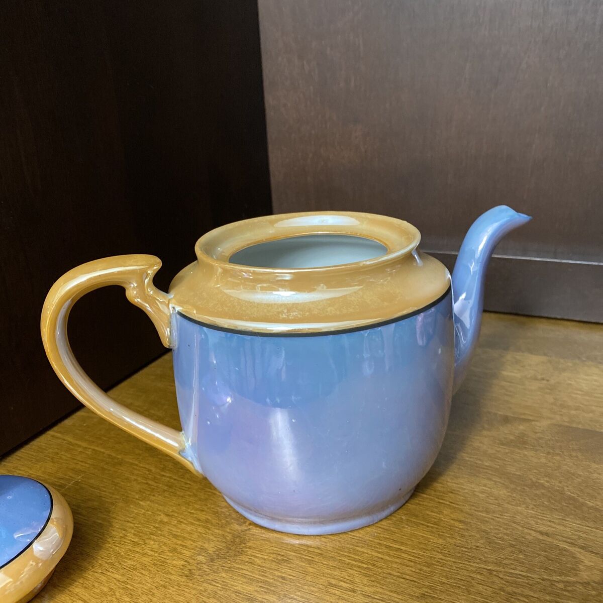 Vintage Hotta Yu Co Peach & Blue Lusterware Hand painted Tea Vintage Hotta Yu Co Peach & Blue Lusterware Hand painted Tea