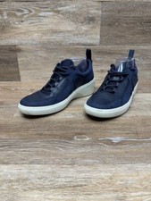 Ecco Soft 7 Wedge City Blue Leather Sneaker W...