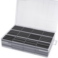 650pcs Heat Shrink Tubing Black for Electrical Cable Protection, 2:1 Ratio