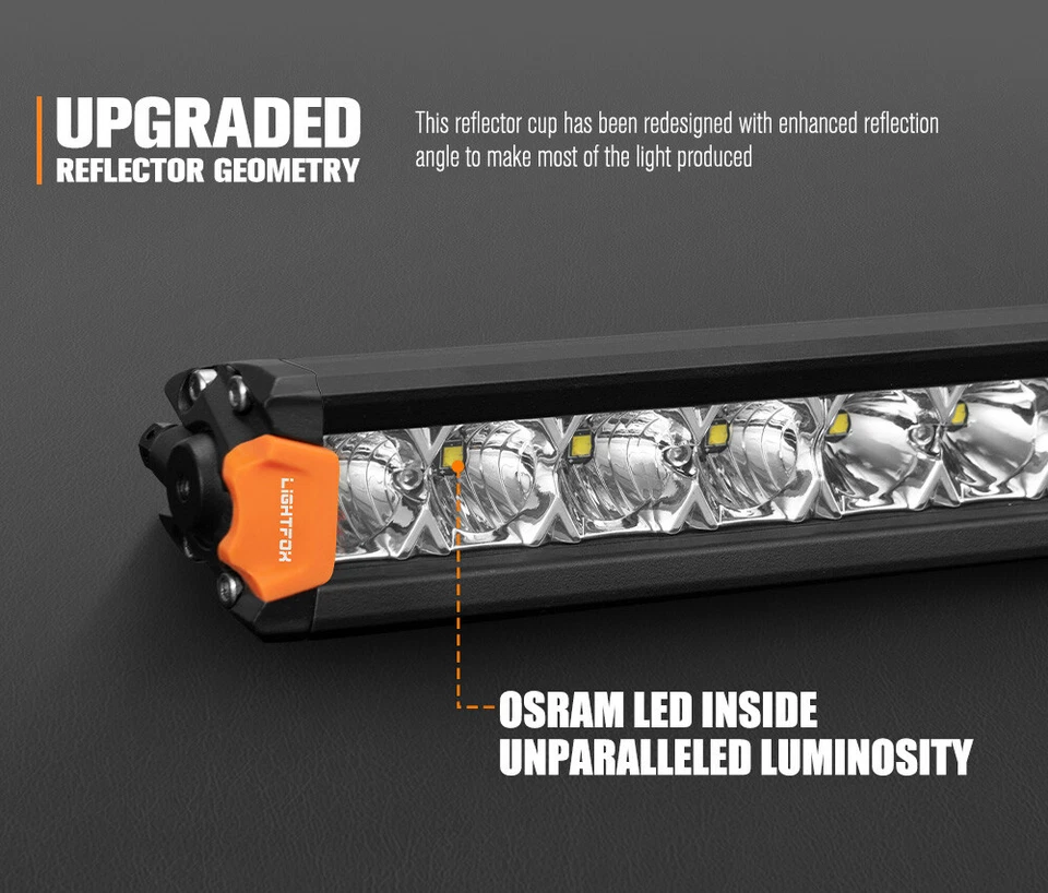Lightfox 8" 14" 20" 28" 40" Osram LED Light Bar Single Row Flood Beam Offroad - image 3 of 4