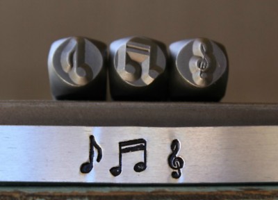 SUPPLY GUY 6mm Eighth, Double Bar, G Clef Music Metal 3 Stamp Set SGCH-206207213