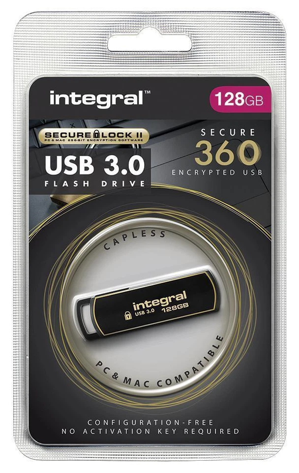 Clé USB 3.0 Sécurisée 360 Avec Verrou Sécurisé II, 128 Go - INTEGRAL - Photo 2/2