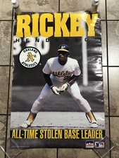 Rickey Henderson RIP ALL-TIME STOLEN BASE LEADER Oakland A's 1991 22x34 POSTER