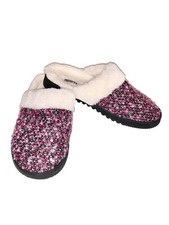 Born Womens Slippers Pink Gray Sweater Fleece Lined Slip On Rubber Sole L