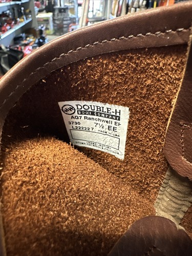 Double H AG7 Ranchwell Western Work Boots Mens Size 7 1/2 EE Brown Leather 3730 - Picture 9 of 10