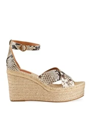 $380 TORY BURCH SELBY SNAKE PRINT WEDGE PLATFORM ESPADRILLES SANDAL 6.5 (DB15)