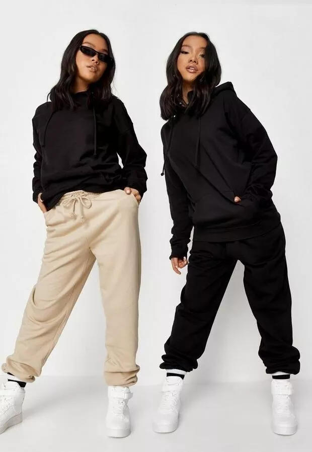2 Pack Missguided 90S Joggers Black And Beige US 6