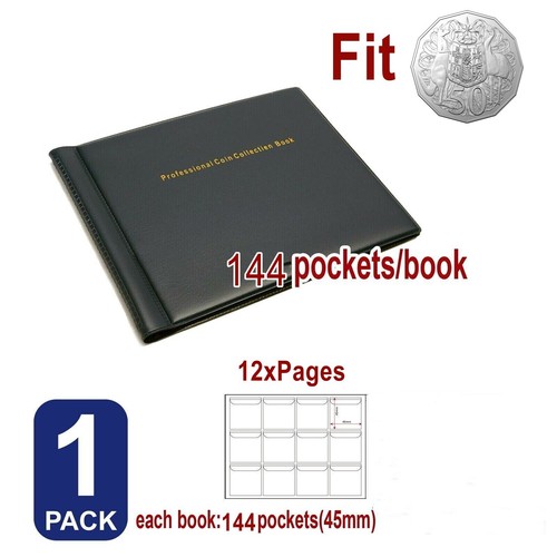 144 Pockets Coin Collection Book Holder Fit 50Cents Storage Money Penny