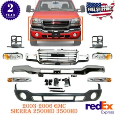 Front Bumper + Valance + Grille + Headlights For 03-06 GMC Sierra 2500HD 3500