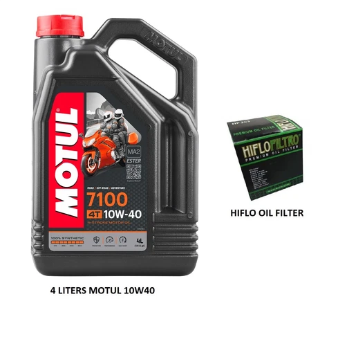 Oil and Filter Kit For Kawasaki ZZR 1400 F ABS 2012-2015 Motul 7100 10W40 Hiflo