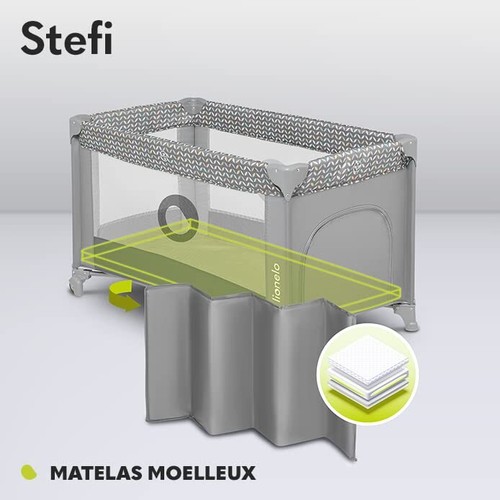lionelo Stefi lit Bebe Parc Bebe jusqu'à 15 kg, entrée latérale, Dispositif de P - Photo 4/7