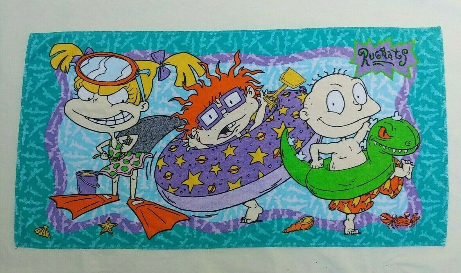 Vintage Nickelodeon Rugrats Beach Towel 1998 Shark Babies eBay