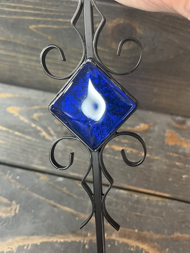 Mid-Century Iron & Glass Candlestick Holder By Bo Svensk Made In Sweden 12 1/2” - Picture 7 of 11