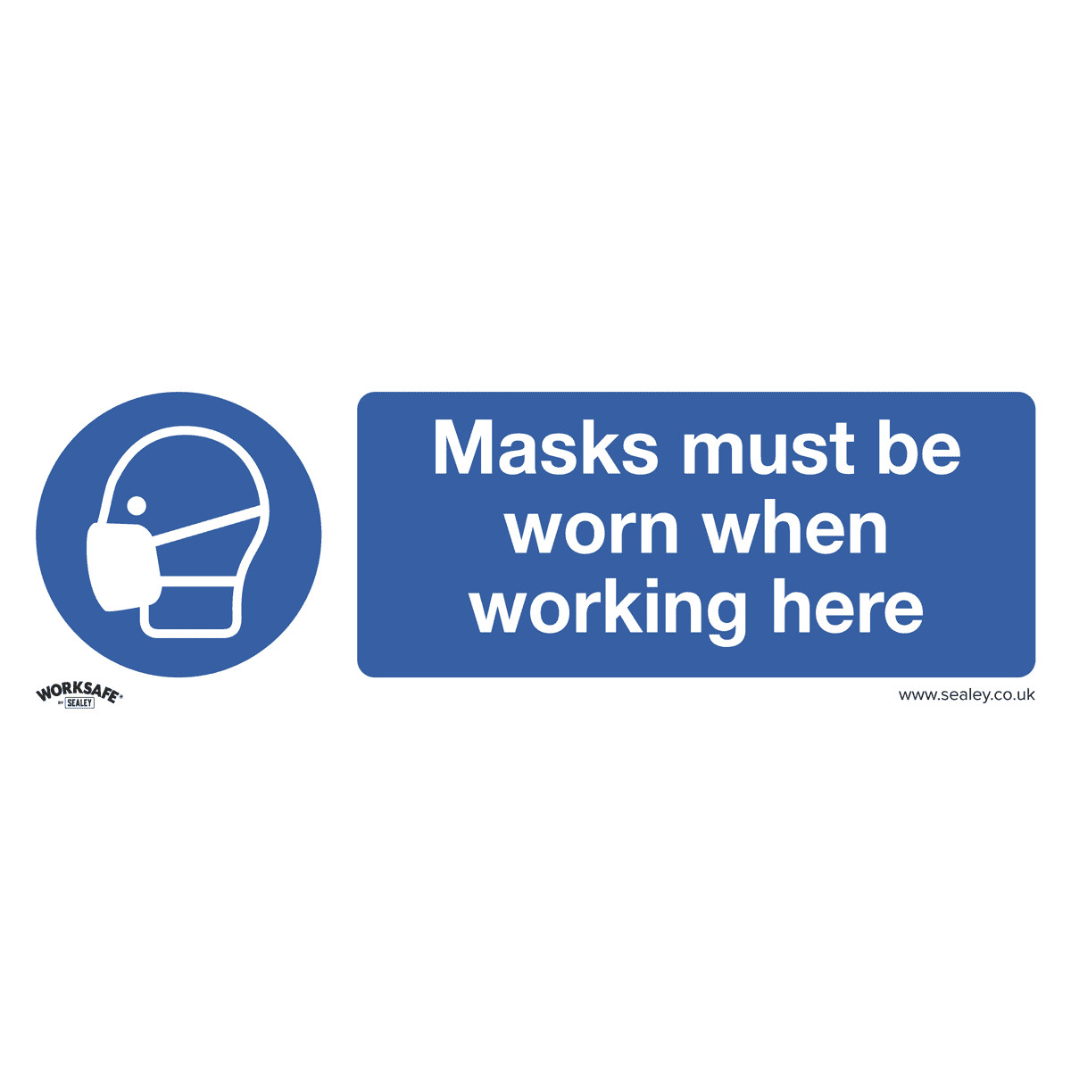 Sealey SS57P10 Mandatory Safety Sign - Masks Must Be Worn - Pack of 10