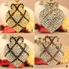 Valentines Day Grid Heart Love Keychain Crystal Charm Cute Gift 01046-9