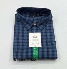 Dockers Men's Cotton Blend Stretch Regular Fit Dress Shirt, Dark Blue, Size XL