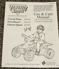 Peg Perego Corral Pony Sweetheart Falcon Quad Use & Care Owners Manual 8/97