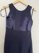 90s vintage Blue Satin Bodice sleeveless evening dress Size 10 Cross Back Maxi