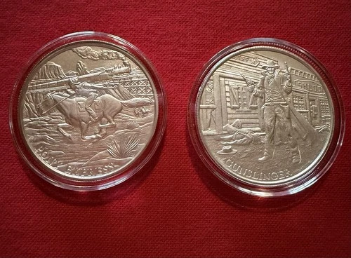 2-1oz Each Rounds-Pony Express & Gunslinger .999 Fine Silver