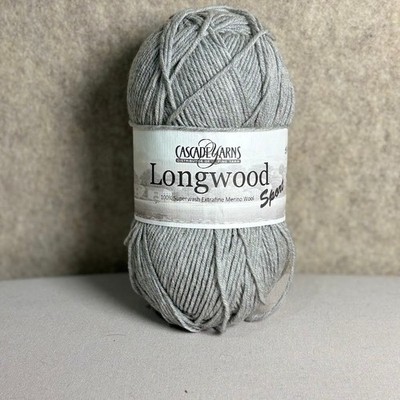 Cascade Yarns Longwood Sport Yarn Gray 100% Extrafine Merino Wool 100g 273yd One
