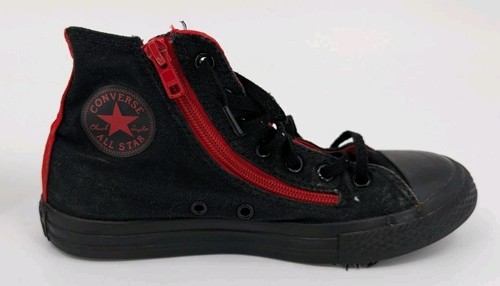 Converse Chuck Taylor High Top Sneaker 2 Reißverschlüsse schwarz/roter Besatz Gr. 3 Junior - Bild 8 von 17