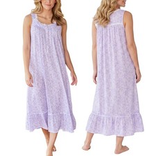 Eileen Ballet Nightgown Lavender Print Cotton and Modal Sleeveless, Lavender NWT
