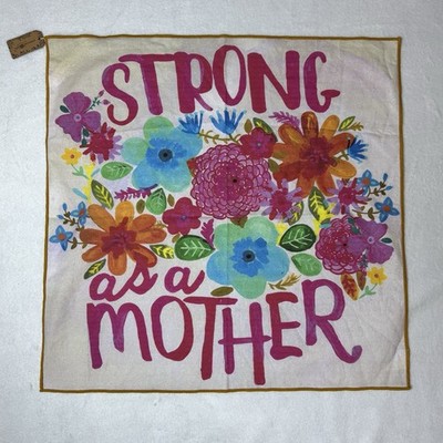 Natural Life Strong As A Mother Bandana Square Scarf Floral Colorful Boho