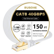Cat 8 Ethernet Cable 150 FT, 40Gbps 2000Mhz High Speed Flat Cat8 Cable Patch ...
