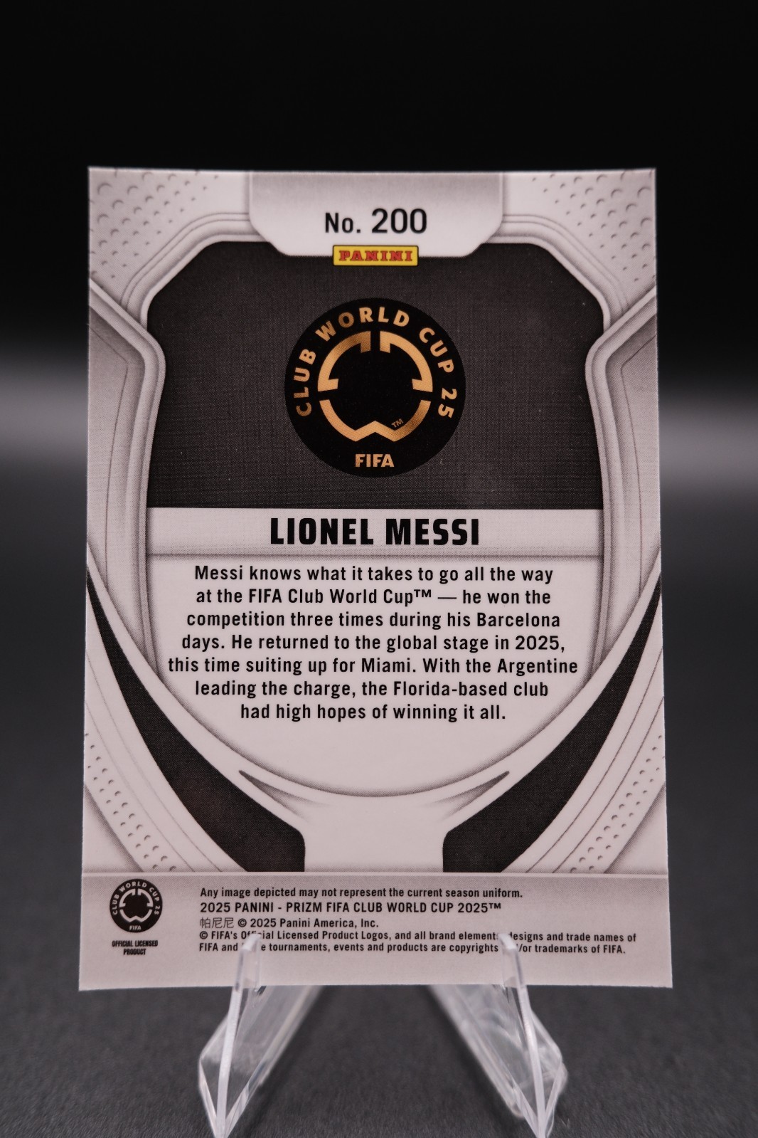 Lionel Messi 2025 Panini Prizm FIFA Club World Cup view 2