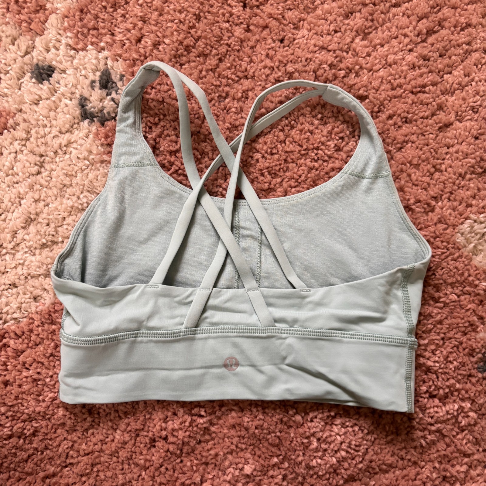 2 Lululemon Longline Energy Bras Women's Size 6 EUC Blue Teal & Tan Beige image 7