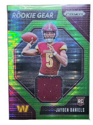 2024 Panini Prizm - Rookie Gear Jayden Daniels Neon Green Pulsar Prizm (MEM, RC)