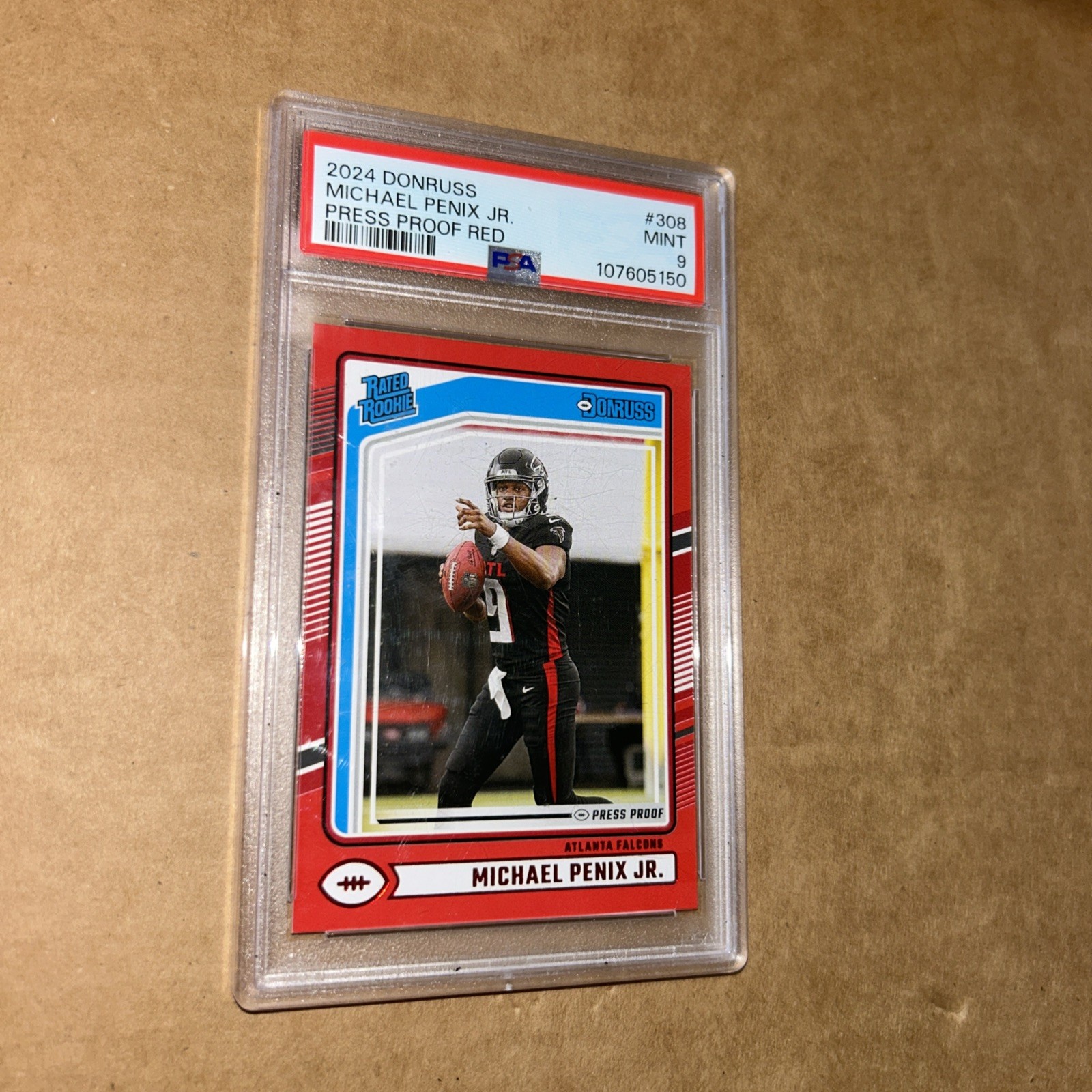 2024 Panini Donruss Michael Penix Jr Press Proof Red #308 PSA 9 Atlanta Falcons