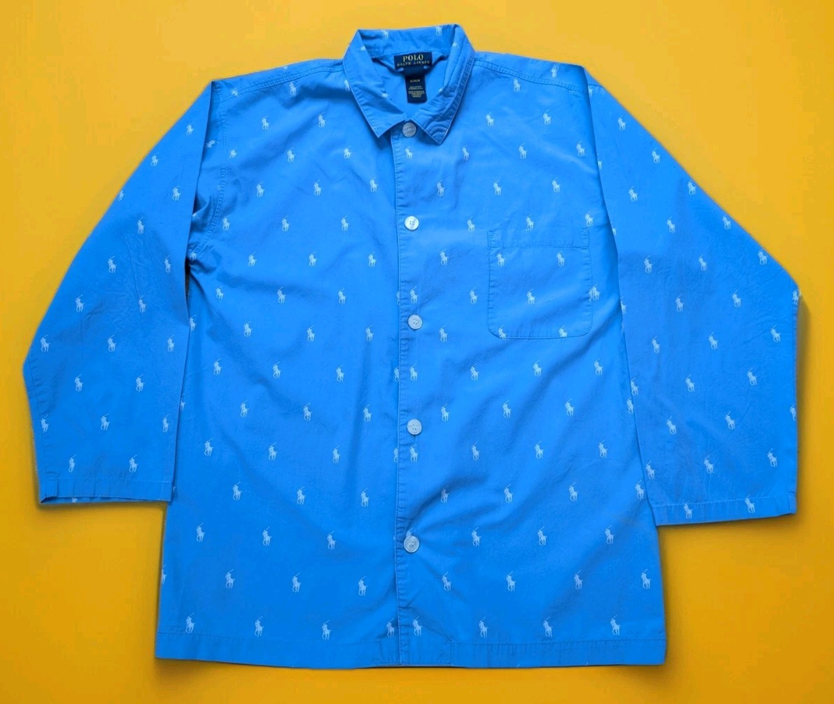 POLO RALPH LAUREN pony stampa all over camicia casual bottoni anni 2000 media M