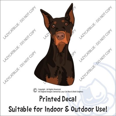 Doberman Decal Sticker Red Rust Dobe Dobby Dobie Pet Dog Guard Breed Pinscher
