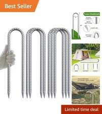 12-Inch U Anchor Set - Galvanized Steel Trampoline Stakes for Secure Outdoor Fun