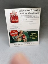 Vintage 1950s  Coca Cola “ Free 6  Pack Carton Card” Coupon Unused