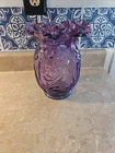 Fenton Purple Cranberry Ombré Mulberry Glass Daffodil Ruffled Vase 8"
