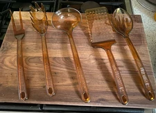 5 Piece VTG  Robinson Knife Co. Ultratemp Amber Kitchen Utensils Made in USA