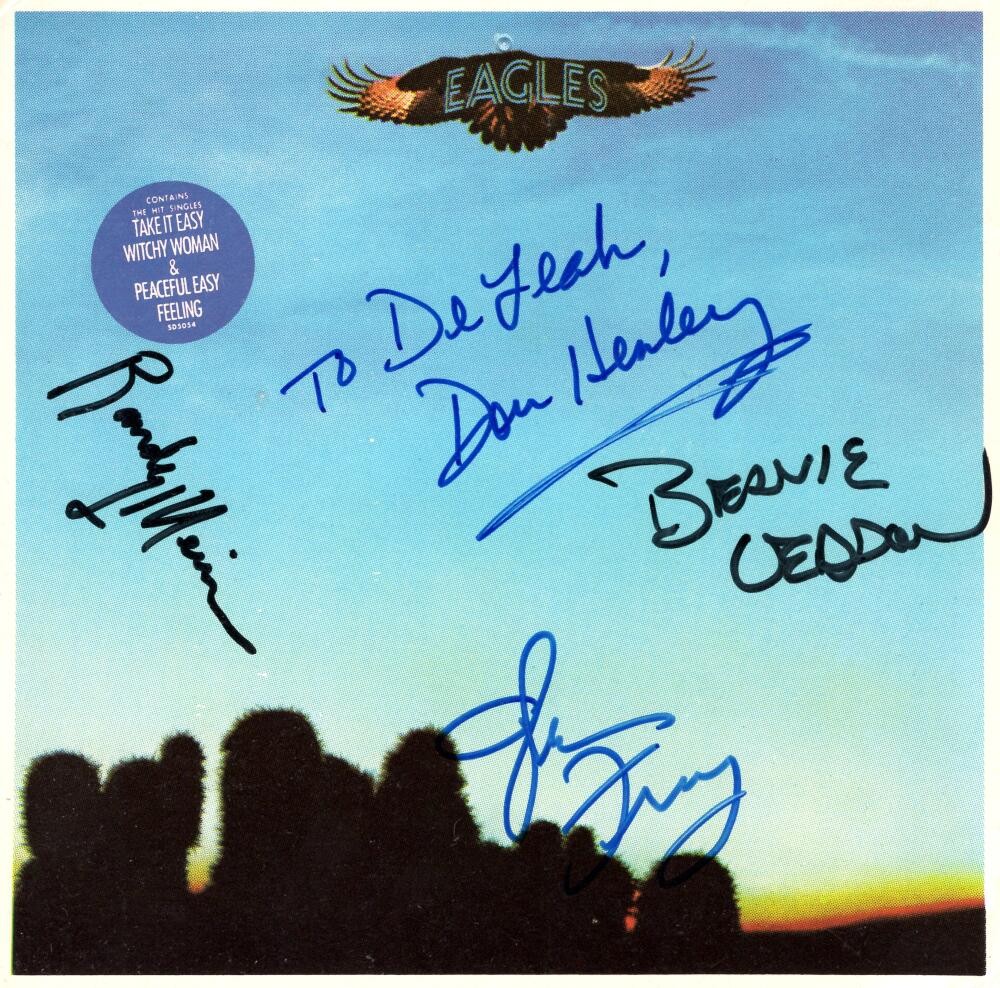 Glenn Frey Autographed Signed Don Henley Meisner Leadon Eagles Promo Photo JSA COA 