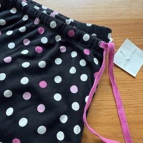 NWT Victoria&rsquo;s Secret Pajama PJ Pants Black Pink Polka Dots Sz L 