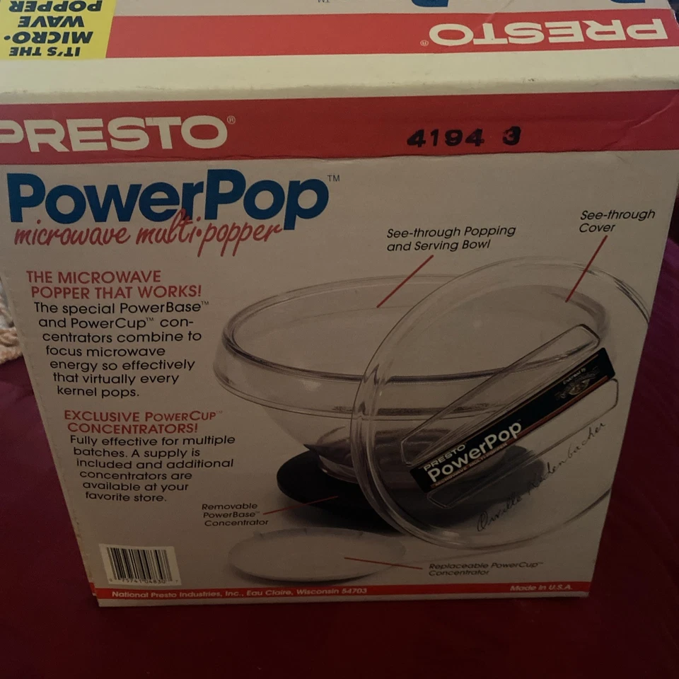 DE COLECCIÓN PRESTO POWERPOP MICROONDAS PALOMITAS POPPER CAJA ABIERTA ORVILLE REDENBACHER Foto 3 de 4