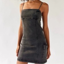 Urban Outfitters Medium Black Denim Mini Whitney Dress