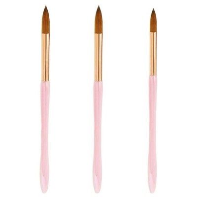 3 Stück Acryl Nagelpinsel Set Größe 8/10/14 Profi Pinsel Rosa Langer Griff
