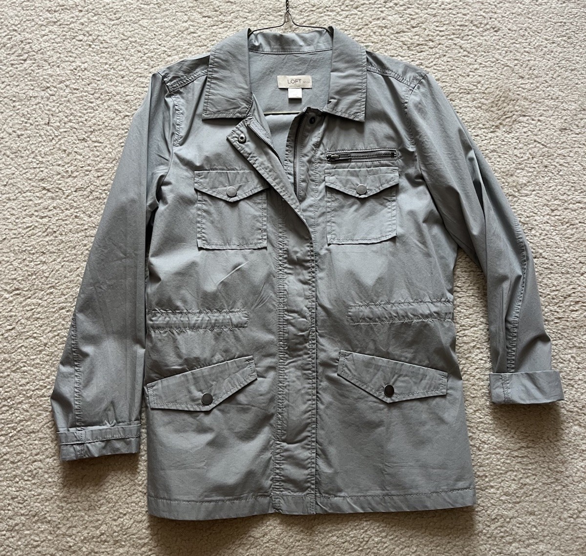 Loft Petite Gray Lightweight Jacket - Military/Ut… - image 1