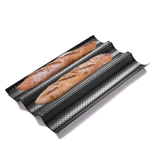 Sartenes antiadherentes para hornear pan francés, perforadas 3 panes baguettes... - Imagen 1 de 6