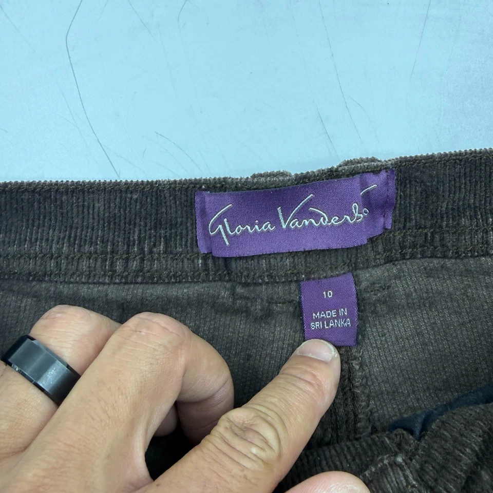 Calça de veludo feminina Gloria Vanderbilt tamanho 10 marrom mistura de algodão perna reta - Imagem 4 de 4